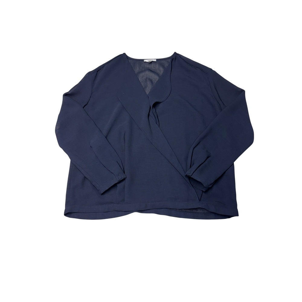 Reiss Navy Blue‎ Wrap Front V-Neck Blouse Long Sleeve Top Womens Size US 8